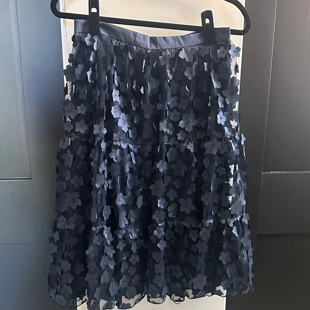 Eva Franco Navy Floral A-Line Skirt - Picture 6 of 12